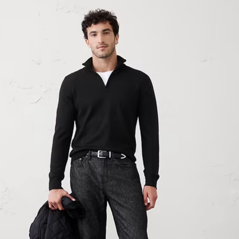 Banana Republic Men's Zip-Up Black Sweater